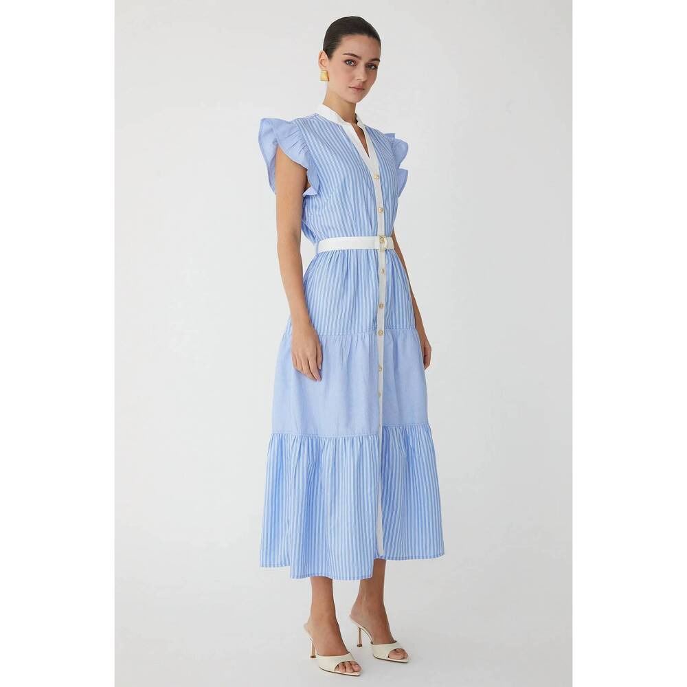 NEW JS71 yasmin dress in blue/white stripe - Picture 3 of 4